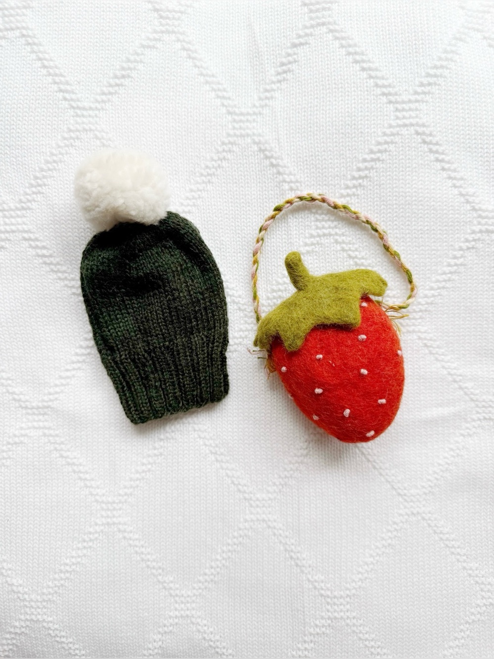 Hazel Village Strawberry Bag and Evergreen Knit Hat Doll Accessories